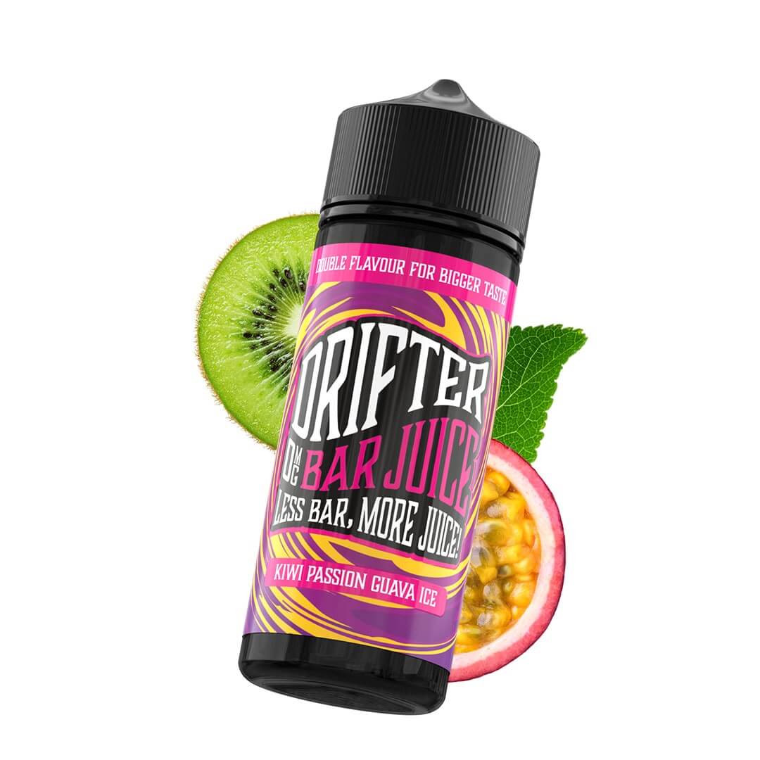 Kiwi Passionfruit Guava Ice 120ml Shortfill - Drifter Bar Salts